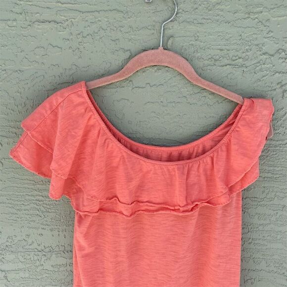 Lilly Pulitzer Off The Shoulder Ruffle Top Pink Blouse Size L Casual - Picture 6 of 9